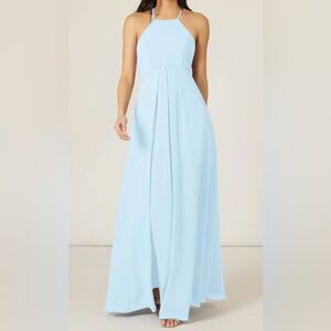 AZAZIE SARAH Sky Blue Empire Pleated Chiffon Dress NWT Size A18 (Not Altered)